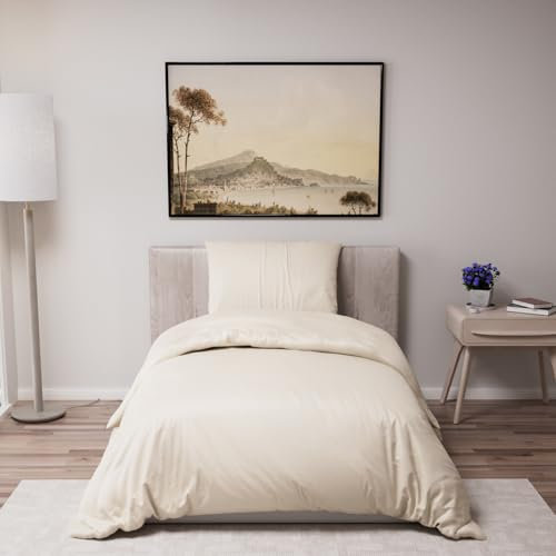 Dreamzie - Bettwäsche Set 135x200 cm mit 1 Kissenbezügen 80x80 cm Beige - Bettbezug 135x200 Einzelbett aus 100% Mikrofaser - Zertifiziert ohne Chemikalien (Oeko TEX)