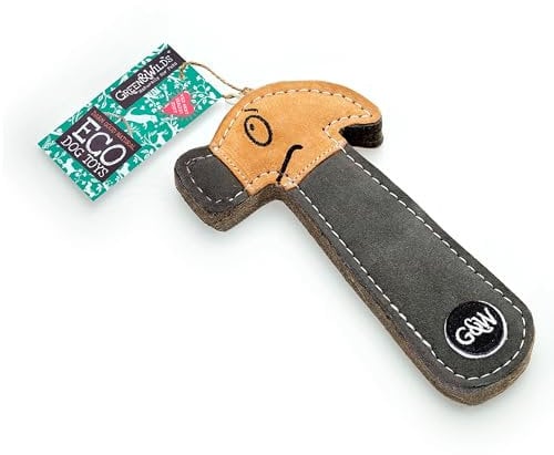 Green & Wilds Eco-Friendly Natural Dog Toy - Hugo The Hammer - Suede & Jute Sustainable Chew Toy
