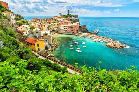 Acryl-Bild 90 x 60 cm: Panorama von Vernazza, Nationalpark Cinque Terre, Ligurien, Italien, Europa (32770854)