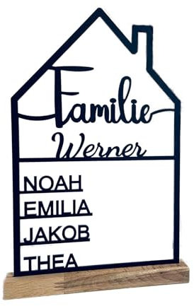 Haus mit Namen, Familienname, aus Acrylglas oder Holz, personalisierte Deko Einzugsgeschenk, Türschild, Richtfest, Weihnachtsgeschenk, Umzug