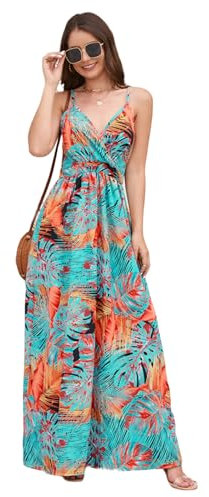 HEYPORK Damen Frühling Sommer Kleider Bequem Lässig Kleid Mode Elegant Röcke Frauen Bohème Print Langes Kleid Sexy V-Ausschnitt Halter Kleider(Mehrfarbig, S)