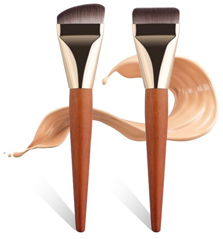 Fixleren Lot de 2 Pinceau Fond De Teint Fluide,Professionnel Kabuki Pinceaux pour le visage,Pour Appliquer & Estomper tous types de Maquillage Fuide.