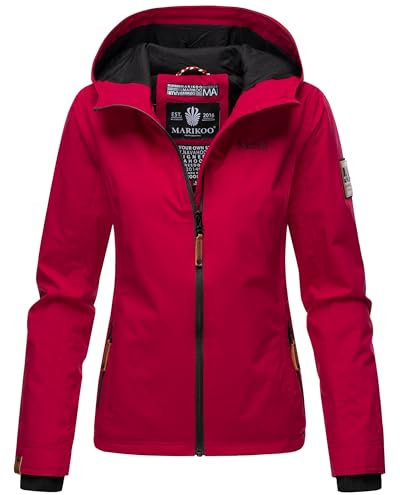 MARIKOO Damen Übergangsjacke Outdoor Windbreaker Regenjacke Fleece Jacke Gefüttert Kapuze XS - XXL BROMBEERE (DE/NL/SE/PL, Alphanumerisch, S, Regular, Regular, Fuchsia)