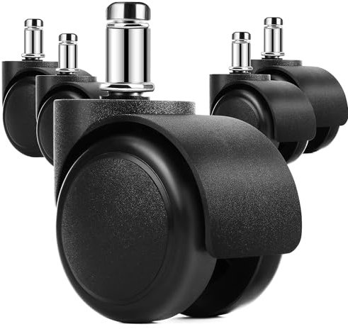 2 Office Chair Wheels Rotating Desk Chair Replacement Wheels Casters Universal Standard Sterm size Fits 5 Counts