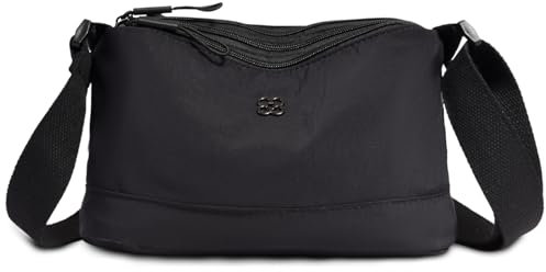 JANSBEN Damen Klein Umhängetasche mit 3 Fächern Wasserdicht Nylon Crossbody Bag Leichte Schultertasche Verstellbarer Breiter Gurt Freizeit Kleine Tasche für Einkaufen, Reisen