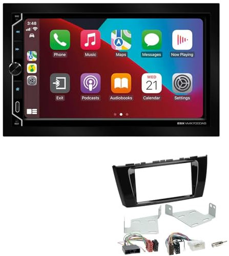 ESX VMX700DAB 2-DIN Autoradio kompatibel mit Wireless Apple CarPlay Android Auto Bluetooth DAB+ passend für Mitsubishi Spacestar ab 2013 ohne integrierte Lüftungsgitter