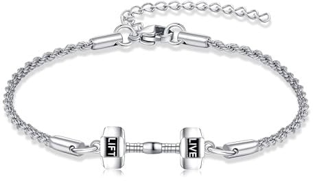 DAYLINLOVE Hantel-Armband für Männer 925 Sterling Silber gewichtet Armband 10lb Gym Armbänder Sport Schmuck Geschenke für Männer Frauen Hantel Liebhaber