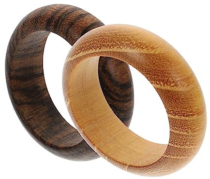 WRITWAA 2stücke Teiliges Holzringe Aus Hochwertigem Tiger Goldpalisander Kreativer Finger-dekorationsring Naturbelassene Holz-handwerkskunst Für Damen Und Herren