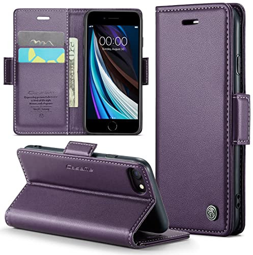 Phernykas Cover for iPhone SE 2020/2022 & iPhone 8/7/6 Wallet Case with Card Holder, Kickstand RFID Blocking Magnetic Closure Shockproof Protective PU Leather for iPhone SE2 Flip Case Wallet - Purple