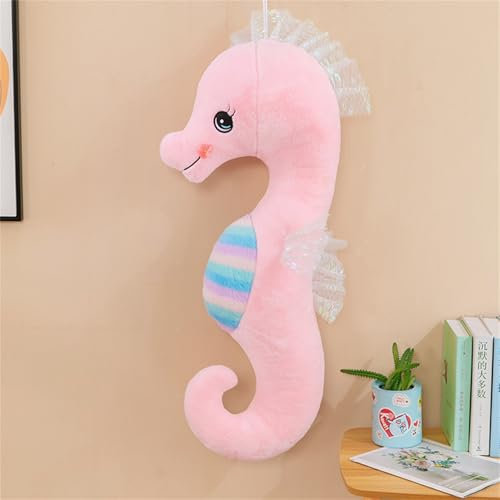Champracer Seepferdchen Kuscheltier, Süßes Weiches Kissen, Plüschpuppe, Stofftier - Geschenk für Kinder, Mädchen, Jungen (50 cm, Rosa)