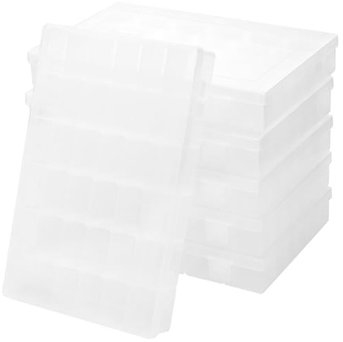 FUNSUEI 6 Stk Perlen Organizer Box, 36 Fächern Sortierboxen Transparent für Kleinteile, Einstellbar Plastik Perlen Aufbewahrungsbox Organizer Sortimentskasten Sortimentskästen, 27,5 x 17,8 x 4,5 cm