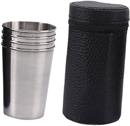Amosfun Vaso De Vino De Acero Inoxidable De 170 Ml Esencial Para Acampar Aislado Resistente Para Actividades Al Aire Libre Para Cerveza Jugo Agua