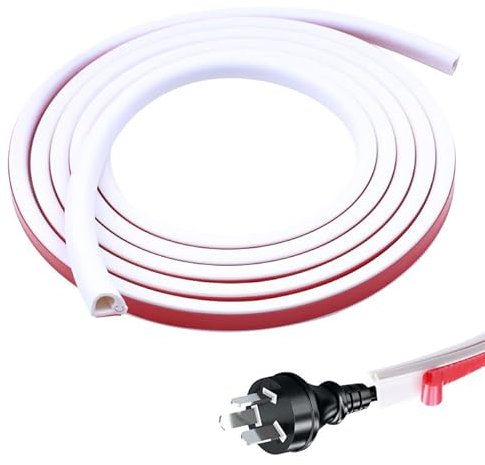 PWGHWG 3 M Goulotte Passe Cable Flexible, Mini Goulottes de Câbles, Auto-adhésif Cache Cable Demi-Rond pour Cacher 1 Câble, Blanc Goulotte Cable pour Fils sur Le Sol du Mur