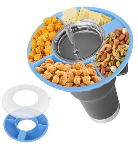 Minicoco Stanley Snack Tray 40 oz Thermos Bowl With Dust Proof Lid - Cup Holder and Food Flask Accessories (Blue)