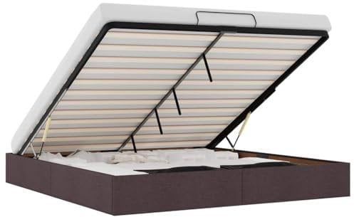 vidaXL Ottoman-Bett ohne Matratze Dunkelbraun 200x200 cm Stoff, Bettrahmen, Bettgestell mit Stauraum, Polsterbett, Bettgestell