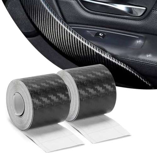 Carbon Folie Auto, 2 Stück Lackschutzfolie 5cmX10m Einstiegsleisten Schutz Auto Schutzfolie Selbstklebend Universal für DIY Lackschutzfolie Auto Folierung Motorrad Fahrräder