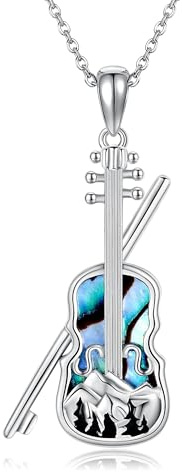 DAYLINLOVE Geige Kette 925 Sterling Silber Violine Halskette Musik Anhänger Schmuck Geschenk für Damen Musikliebhaber