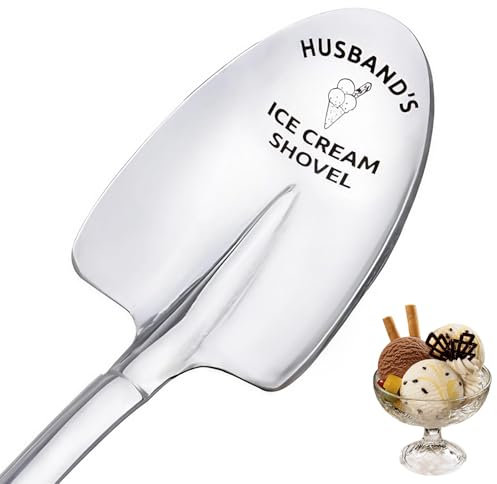 Husband Spoon Gift, Funny Husband Birthday Gift, Long Handle Stainless Steel Teaspoons, I Love You Gifts for Hubby Ice Cream Shovel Novelty Spoon, Wedding Anniversary Presents for Him