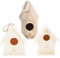 SEWOART 3stücke DIY Unvollendeter Vogelnest Aus Holz Breiter Kreis Eingang Vogelhaus Gartendekoration Heimschmuck Anhänger Mit Hängendem Seil Holzfarbe