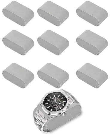 Wisebom 10Pcs Coussin pour Montre, Velour Coussins de Boîte à Montres 8x4.5x3cm Petits Oreillers pour Boîte de Montre, Coussin Bijoux Coussin Montre Présentoir Coussin pour Bracelet Montre Bijoux Gris