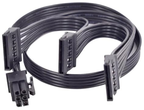 HSSDTECH Ersatznetzteilkabel für EVGA 1000 GQ 80+ Gold 1000W modulares Netzteil | 6-Pin zu 3x SATA & PCI-E Splitter | Kompatibel mit SSD/HDD/Optischen Laufwerken (73cm/28,7 Zoll) Netzteil-Kabel