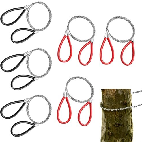 Stainless Steel Wire Saw 6pcs Camping Saw Rope Saws for Outdoors Survival Camping Tree Branch Wood Cutting