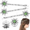 Xinnun 5 Stück Traditionelles Strass Edelweiß Haarschmuck Elegante Trachtenschmuck Damen Wellenform Haarspange Federklemmen für Bayerisch Bierfest Dirndlschmuck Trachten Dirndl Accessoires(Grün)