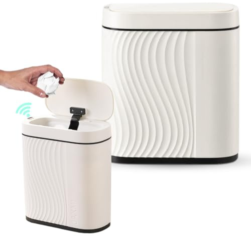 Rubbish Bin, 8 L, Bathroom Rubbish Bin, Kitchen, Waterproof Bathroom Trash Bin, Slim with Lid, Automatic Rubbish Bin, Odourproof, Electric Bin