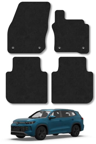 VW Tayron (2025+) [5 Seat] Carpet Car Mats | Black Edge Trim Tailored Fit Floor Mats Full Coverage Protection Accessories Easy Clean Anti Slip Made in the UK