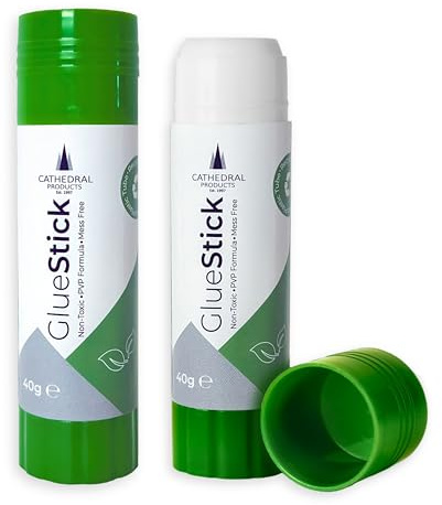 Cathedral Products Glue Stick - Safe & Child-Friendly Craft Glue for Arts & Crafts Activities - Strong-Hold adhesive for School & Office Supplies, 40g (Pack of 12)