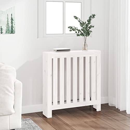 Mokuyary Cache-radiateur Blanc 79,5x19x84 cm Bois Massif de pin Housse Décorative, Couverture de Chauffage Meuble de Rangement Adaptées au Salon, à la Chambre, au Couloir