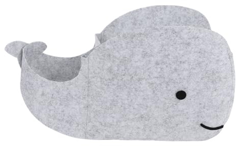 Jelquix Aufbewahrungsbehälter aus Filz, Zusammenklappbarer Korb in Walform, Weiche Stoffbox mit Griffen, Ideal für Kleidung, Spielzeug, Bücher, Heimdekoration, Schlafzimmer, Büro, Kinderzimmer (GREY)