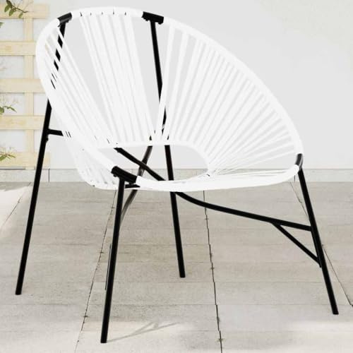 Ziaphsol Gartensessel Ei-Form Schwarz-Weiß, Polyrattan, UV-beständig, 77x68,5x82 cm, für Balkon, Terrasse, Garten, bequemer Outdoor Stuhl