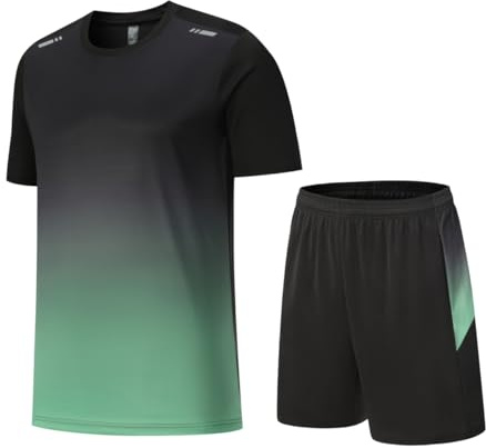 Beuwltpa Men's Tracksuit 2 Piece Sports Gym T Shirt & Short Set