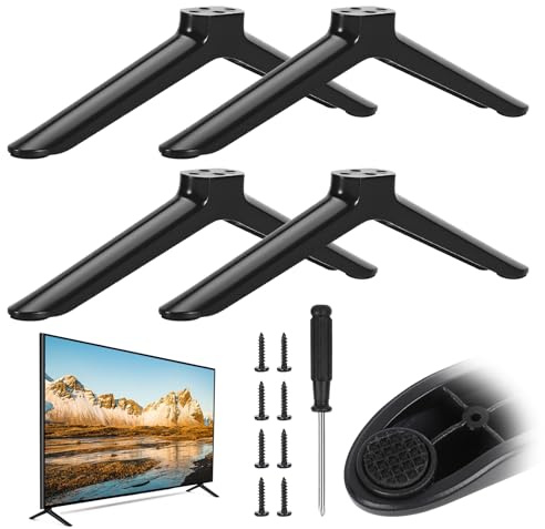 TV-Standfuß, Standfüße, Universal-TV-Beine mit Anti-Rutsch-Pads für TCL 32, 40, 49, 50, 55 Zoll Fernseher, kompatibel mit Samsung Hisense Sharp TVs, Ersatzständer mit 8 Schrauben, 2 Stück
