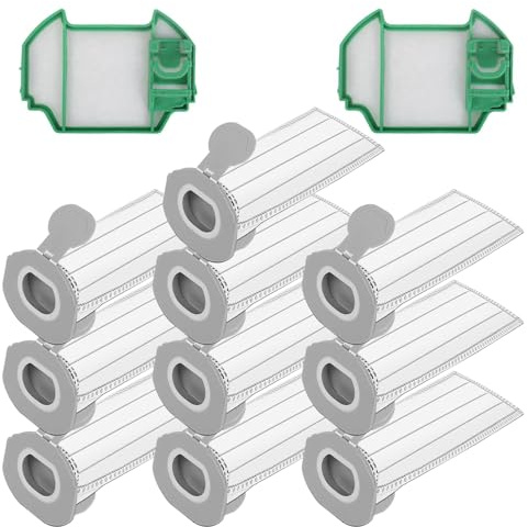 10 Stück Staubsaugerbeutel für Vorwerks Kobold VK7,kompatibel mit Vorwerk Kobold VK7 FP7,Mit 2 HEPA-Filtern, Filtertüte Ersatzteile Ersatz Staubbeutel für Kobold