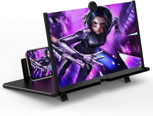 Homavit Handy Bildschirmlupe 20 Zoll, 3D Bildschirm für Handy, HD Handy Lupe für Allen Smartphones, für das ansehen von filmvideos(Schwarz)