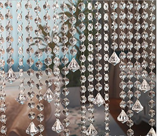 Starsglowing Starsglowing transparenter achteckiger Perlengirlandenvorhang aus Acrylkristall mit Chromanschlüssen – Hochzeits-Kristalldekoration, transparent