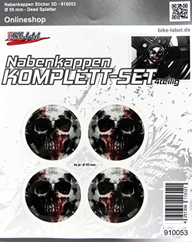 BIKE-label Nabenkappen 3D Dead Splatter Felgendeckel Radnabendeckel 4er Set ca. 55 mm 910053-VA