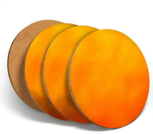 Lot de 4 sous-Verres en Vinyle Destination #3800 - Jolis sous-Verres Jaune/Orange