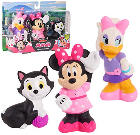 Just Play Disney Junior Minnie Mouse Wasser Spielzeug mit Spritzfunktion 3er Set Minnie, Daisy und Figaro, ab 3 Jahren