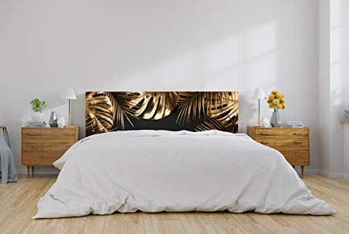 Kopfteil für Bett, Kopfenden, PVC, Blattgold und Schwarz, 135 x 60 cm, erhältlich in verschiedenen Größen, leicht, elegant, robust und wirtschaftlich.