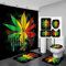 Jayden&Madge 4 Stück/Set Ahornblatt Duschvorhang Wasserdicht Weicher Stoff Polyester Badvorhang, rutschfeste Badteppiche WC Vorleger Badvorleger Cool Modern Art Grün Gelb Rot Badezimmer Set,