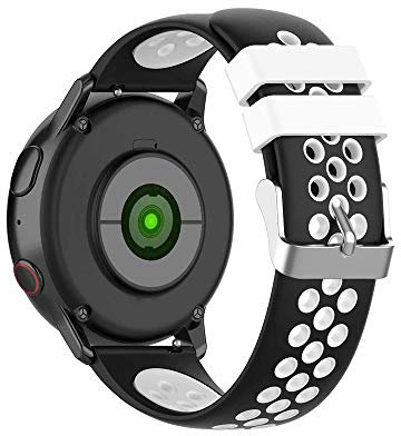 KINOEHOO Bracelet de Montres Compatible avec Samsung Active/S2 Classic, avec Garmin vivoactive 3/vivomove HR Bracelets de Remplacement en Silicone.(Noir + Blanc)