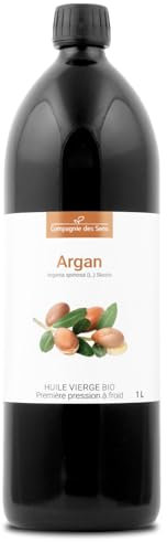Argan du Maroc - Huile Végétale Vierge BIO - Flacon en verre - Première pression à froid - 1L