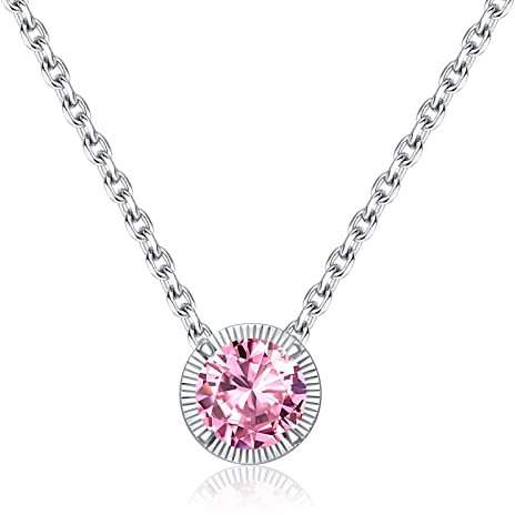 Qings Collier Tourmaline Rose pour Femmes Collier Octobre Birthstone Rose Cristal Pierre de Naissance Pendentif Chaine