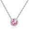 Qings Rosa Zirkonia Kette 925 Sterling Silber Geburtsstein Anhänger Birthstone Ketten Personalisierte Halskette Schmuck Geschenke für Mutter Freundin Tochter