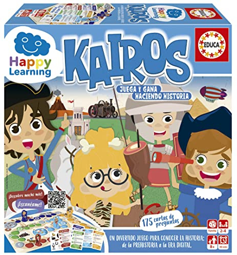 Educa - Kairos Happy Learning | Brettspiel zum Lernen, Alles über die verschiedenen Stufen der Geschichte | Ab 6 Jahren (19323)