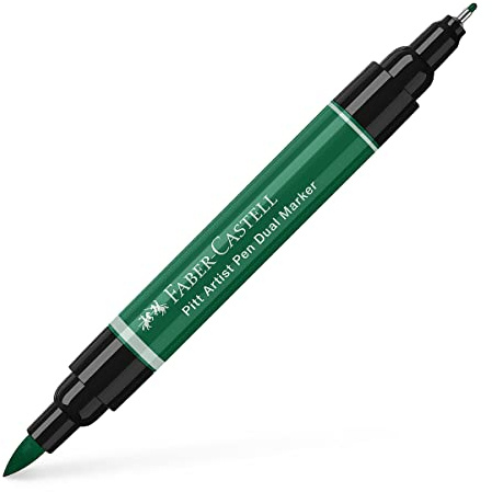 Faber-Castell Art & Graphic Pitt Artist Pen Dual Marker India Ink, Dark Phthalo Green, Single Pitt Pen, For Art, Craft, Drawing, Skizzing, Home, School, Uni, Coloring