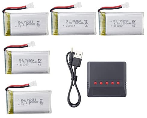 5PCS 3.7V 1200mah Lithium Battery with 5 in 1 charger for SYMA X5S X5SC X5SW X5SW-1 Aerial Photography Quadcopter RC Drone Battery